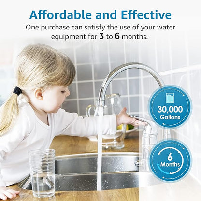 AQUA CREST FXHTC Whole House Water Filter, Well Water Filter Replacement for GE® FXHTC, GXWH40L, American Plumber W10-PR, Culligan® RFC-BBSA, W10-BC, Carbon Filters, 5 Micron, Pack of 4