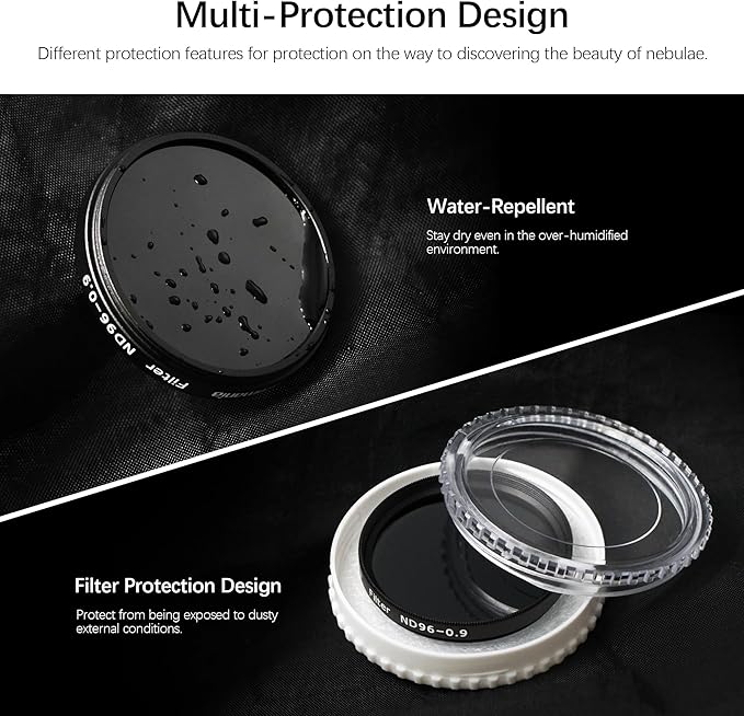 Astromania Telescope Moon Filter 2 inch, Neutral Density Telescope Filter ND96-0.9 with 13% Light Transmission Reduces Moon Glare&Enhances Lunar Crater Detail, Work with Telescope Accepts 2" Eyepieces