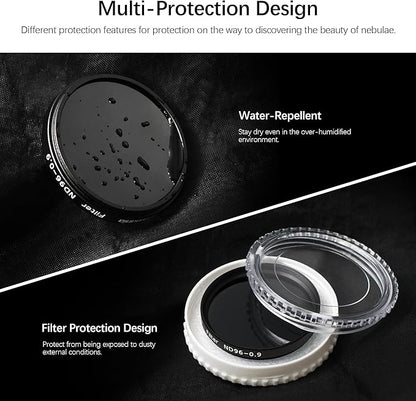 Astromania Telescope Moon Filter 2 inch, Neutral Density Telescope Filter ND96-0.9 with 13% Light Transmission Reduces Moon Glare&Enhances Lunar Crater Detail, Work with Telescope Accepts 2" Eyepieces