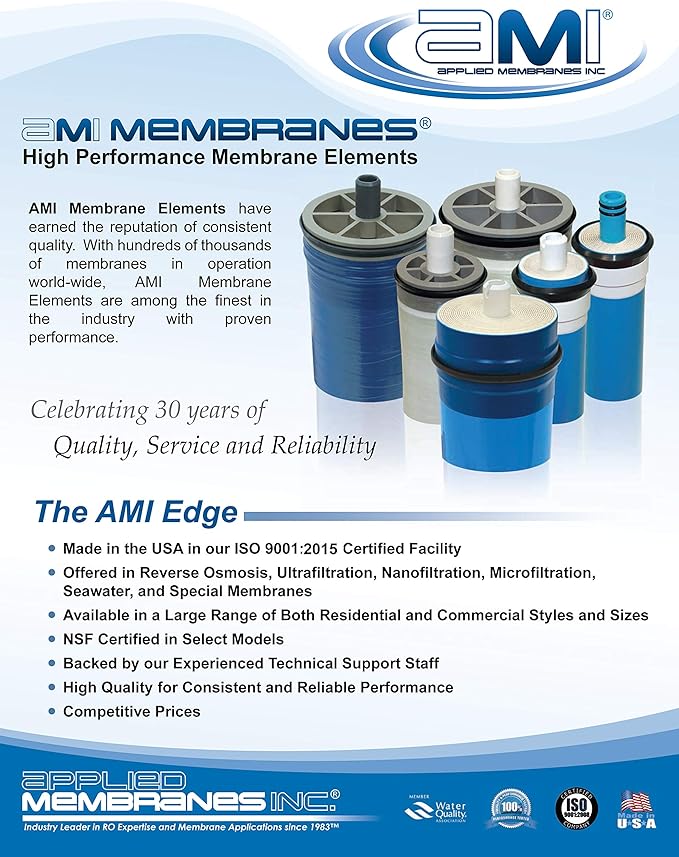 APPLIED MEMBRANE INC | Reverse Osmosis Membrane Element for Tap Water | High Flow 3000 GPD at 225 psi | 99.5% Rejection | Replacement Commercial RO Membrane