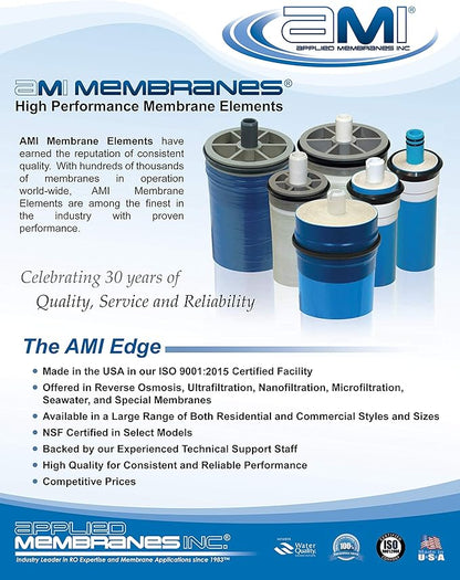 APPLIED MEMBRANE INC | Reverse Osmosis Membrane Element for Tap Water | High Flow 3000 GPD at 225 psi | 99.5% Rejection | Replacement Commercial RO Membrane