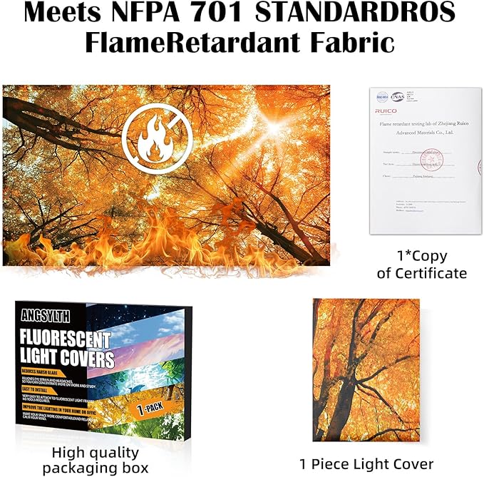 Fluorescent Light Covers - Classroom Covers for Ceiling Lights, 1 PCS 4 x 2 Feet Magnetic Light Filters, Classroom, Office Decor (Autumn & Sunset)