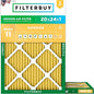 Filterbuy 20x24x1 Air Filter MERV 11 Superior Pet & Allergy Defense (2-Pack), Electrostatic Pleated HVAC AC Furnace Filters Replacement, Made in USA (Actual Size: 19.38 x 23.38 x 0.75)