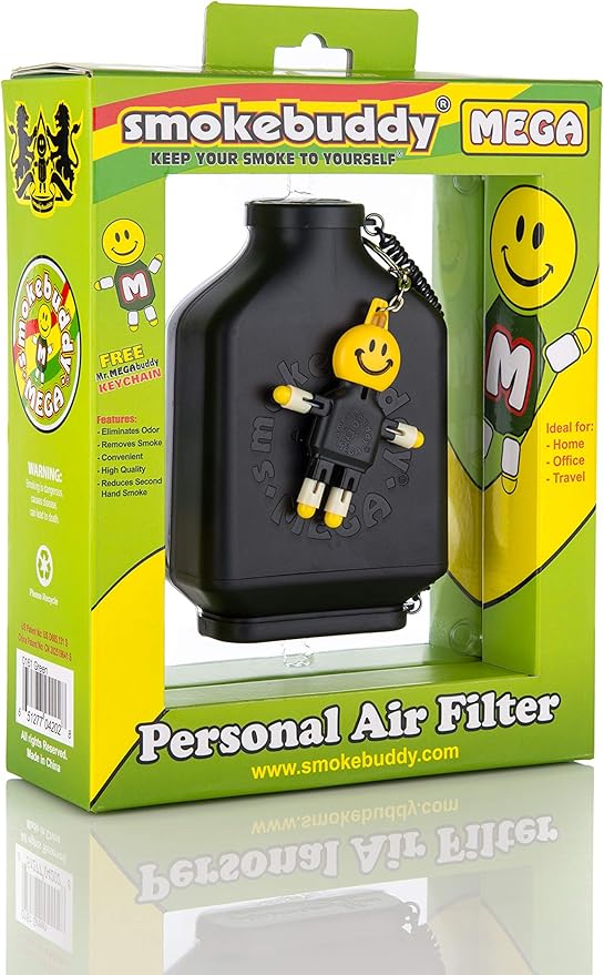 Smoke Buddy Mega Personal Air Purifier Cleaner Filter Removes Odor - Black