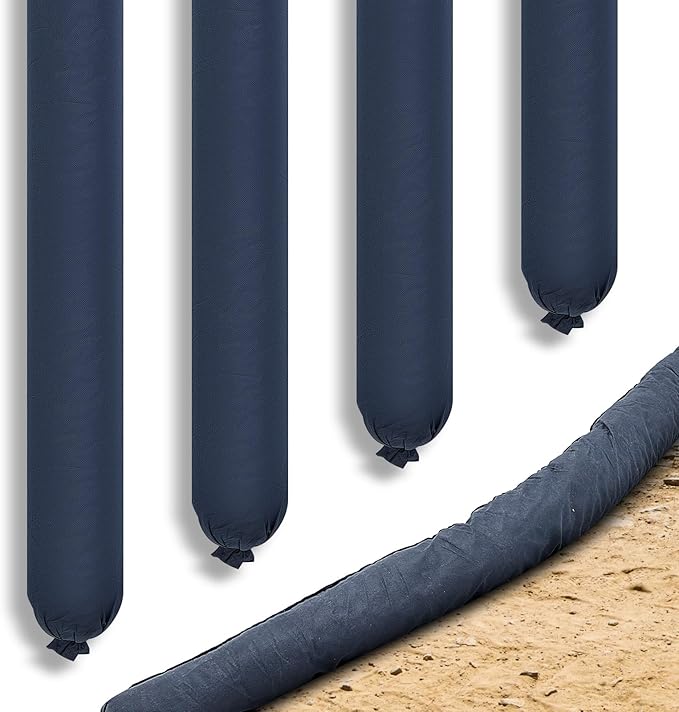 4 Pcs Sediment Filter Erosion Control Blanket Silt Fence Sock with Stuffers Drain Stormwater Sediment Filter for Erosion Control and Storm Drain Protection (Black)