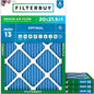 Filterbuy 20x21.5x1 Air Filter MERV 13 Optimal Smoke & Allergy Defense (4-Pack), Electrostatic Pleated HVAC AC Furnace Filters Replacement, Made in USA (Actual Size: 19.88 x 21.50 x 0.75)