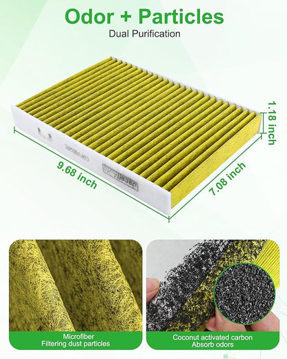Engine & Cabin Air Filter Set for Toyota Sequoia V6-3.4L (2023-2025), Tundra V6-3.4L (2022-2025). Replace 17801-F4010, CAF15028C