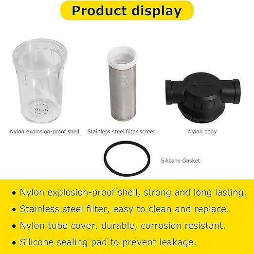 BUPUROTT Water Pump Strainer Inlet Filter for High Pressure Washer, Sediment Filter Attachment, 80 Mesh Screen(1/2“ 80Mesh)