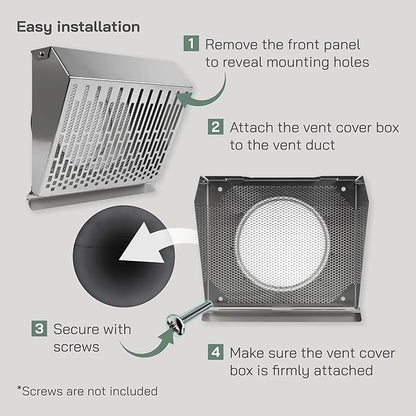 Vent Systems 6" Inch Exhaust Vent Cover with Rubber Gasket - Stainless Steel - Robust Weatherproof Outdoor Air Exhaust Box - Duct or Surface Mounting - Rain and Snow Protection