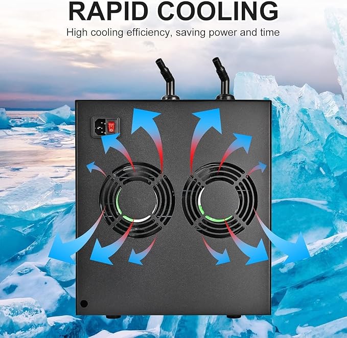 Water Chiller for Cold Plunge 79 Gal, 1/3 HP Aquarium Chiller, Cooling System with Quiet Pump and 3M Pipe for Fish Tank, Hydroponics, Freshwater Saltwater Fish, Coral, Shrimp, Jellyfish, 110V, 300ml