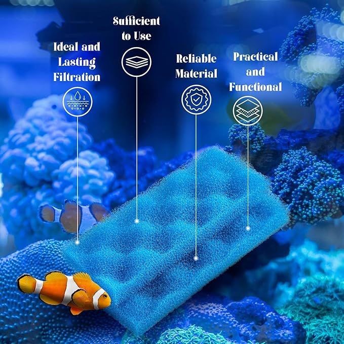 18 Pcs Aquarium Filters Bio Sponge Sets Compatible with Fluval 206/207 Aquarium Filters Including Blue White Black Biological Sponge Foam for Replacement Filter Media Kit