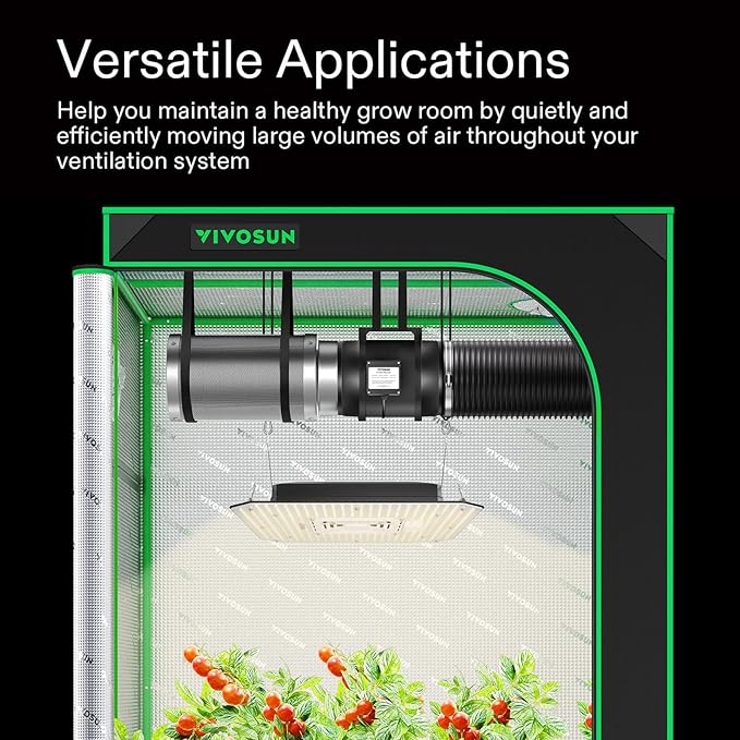 VIVOSUN Ventilation Kit 8 Inch 720 CFM Inline Duct Fan with 8" x 20" Carbon Filter Odor Control System with Australia Virgin Charcoal for Grow Tent Ventilation