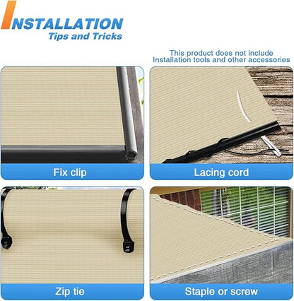 TANG Sun Shade Fabric Roll 8'x132' Shade Cloth for Garden Beige HDPE Mesh Shading Pergola Cover Replacement Canopy, 95% Blockage Sunshades for Outdoor Patio Backyard Plant