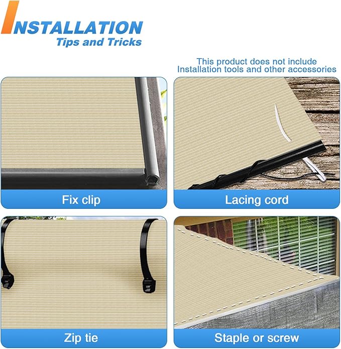 TANG Sun Shade Fabric Roll 8'x138' Shade Cloth for Garden Beige HDPE Mesh Shading Pergola Cover Replacement Canopy, 95% Blockage Sunshades for Outdoor Patio Backyard Plant