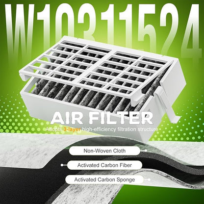 Funmit W10311524 Air Filter (4 Pack) & W10346771A Freshflow Produce Preserver (8 Pack) Replacement for Whirlpool Refrigerator
