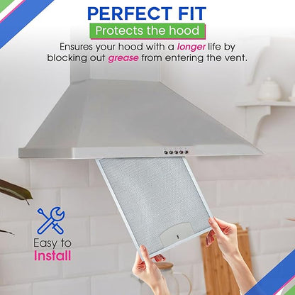 Bagean Stove Hood Vent Filter 11.81" x 16.25" BPPFA30 Compatible with Broan Range Hood Filter Replacement - Aluminum Mesh Kitchen Overhead Fan Screen - Blocks Grease & Filters Over Oven Air (2-Pack)