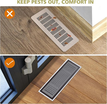8 Pack Strong Magnetic Floor Vent Cover - PVC Mesh Register for Wall Ceiling Floor Catch Debris Hair Insect (Black, 4 x 12 Inch)