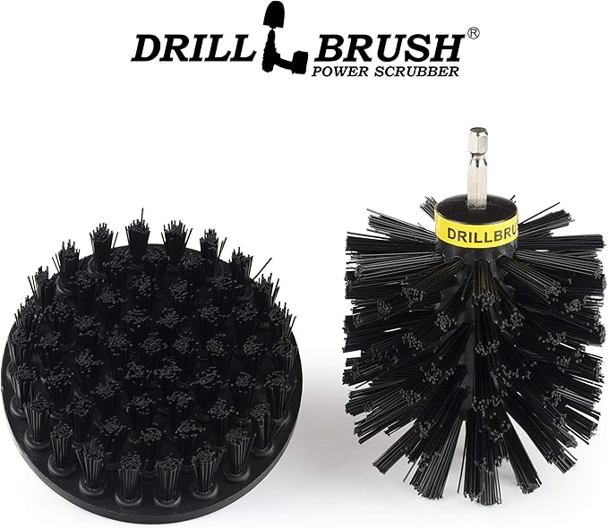 BBQ Grill and Smoker Cleaning Supplies - Nylon Grill Brush for Drill Set with Extension - Household Cleaning Electric Spin Scrubber - Industrial Cleaning Tools - Alternative to Wire Brush for Drill