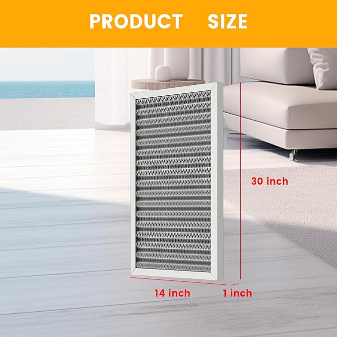 14x30x1 HVAC Furnace Air Filter, Lasts a Lifetime, Washable, the Last HVAC Filter You Will Ever Buy, Breathe Safely at Home or in the Office,Merv 8(Actual Size:13.5x29.5x0.82 Inch)