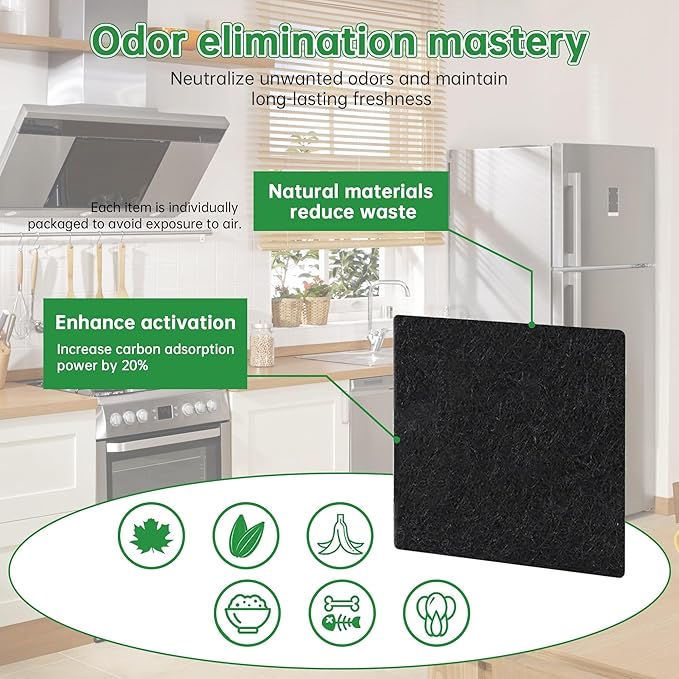 16-Pack Trash Can Odor Absorbing Filter Refills Compatible with EKO Trash Can, Activated Charcoal Deodorizer Stick-On Filters - Garbage Can Odor Eliminator and Absorber for Indoor and Outdoor Bins