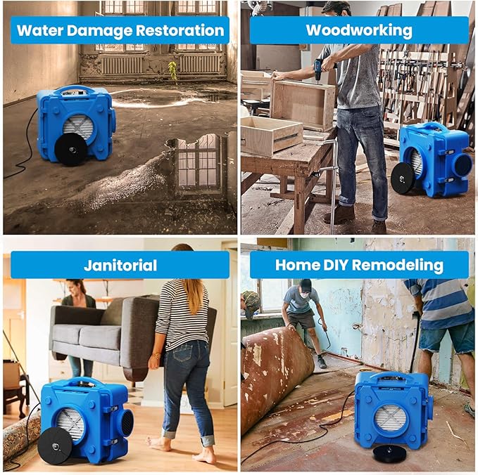 CADPXS Shield-550 Air Scrubber, Negative Machine Airbourne Cleaner HEPA Scrubber Water Damage Restoration Equipment Air Purifier