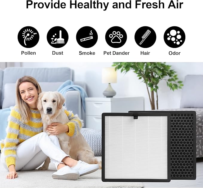 2 Packs Replacement Filter Compatible with AMEIFU G3 / FXAP2W / Sferf-30 & VEWIOR A3 / A3N / ClearAir-A3 Tailulu HQZZ-260 Air Purifi-er with 3 Stages HEPA, Activated Carbon Filter and Pre-Filter