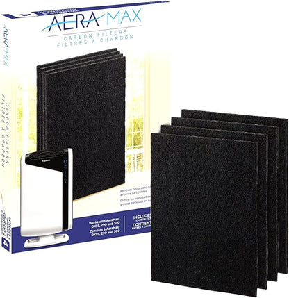 Fellowes Carbon Filters for AeraMax Air Purifiers - 4 Pack (9324201),Black, 16.1" x 12.4" x 0.2"