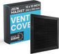Repa Market 10 x 10 Inch (Outer) Black Square Air Vent Cover - Plastic Fresh Air Intake Vent - AC Cover with Nylon Mesh Screen, Wall, Ceiling HVAC Return Air Register, Modern Soffit Vents