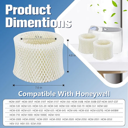 Funmit Humidifier Filters Replacement for Honeywell Humidifier Filter HAC-504 HAC-504AW and Honeywell Filter A, Replacement for Honeywell HCM-350 HCM-500 HCM600 Cool Mist Humidifiers, 4 Pack, White