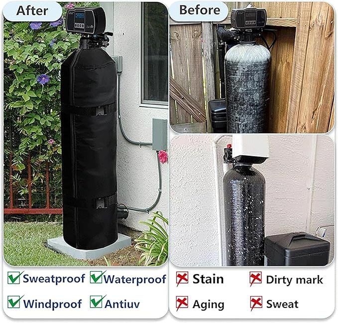 Water Filter Tank Cover – Thick Protective Housing Wrap, All Weather Equipment Jacket, Sun Blocking Surfaces | Plumbing System Enclosure for Outdoor Units, Garden, Environmental Exposure Protection