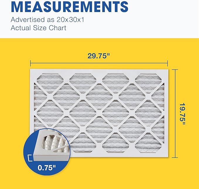 Aerostar 20x30x1 MERV 13 Pleated Air Filter, AC Furnace Air Filter, 4 Pack (Actual Size: 19 3/4" x 29 3/4" x 3/4")