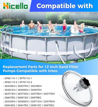 Replacement Pool Leaf Trap Cover Lid with O-Ring & Valve Compatible with Intex 12" Sand Filter Pumps – For Models 11823, 26361CA, 26361EH, 26361W, 26337EH, 28645EG, SF15110, 28948EH, ECO15110-2