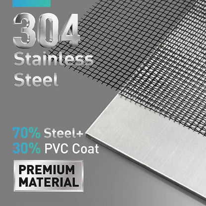 304 Stainless Steel Mesh Window Screen Roll,35IN x 16FT Black Metal Window Screen Replacement,Window Screen Mesh for Window,Door,Patio,Pet,Vent,Filter,Porch,Cage and DIY Project (22 Mesh)