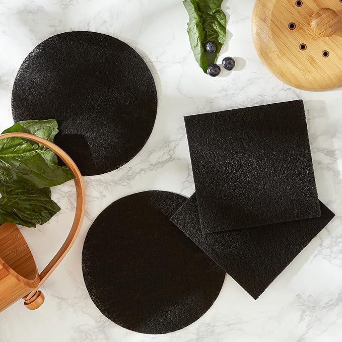 RSVP International Charcoal Compost Bin Filter 2-Piece Set Helps Keep Kitchen Smelling Fresh, Replacement - 1/2 Gallon Bin/Pail