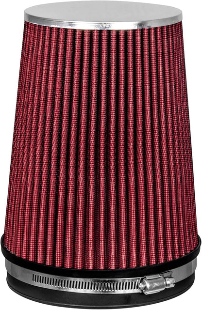 RED 6" 152 mm Inlet Truck Air Cone Replacement Performance Washable Clamp-On Dry Air Filter (8" Tall)