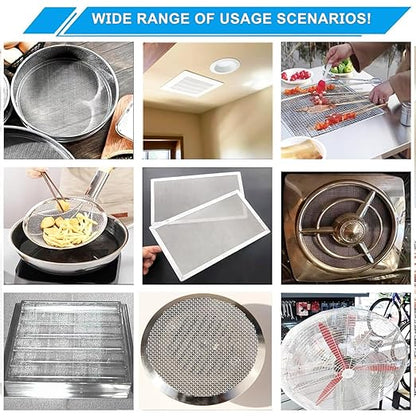 10 Mesh Stainless Steel Mesh Screen 304, 15.7'' x 147''(40cm x 375cm) Metal Mesh Screen, Rust Free Wire Screen Mesh, 2mm Hole Easy to Cut for Air Vent Mesh, Window Screen, BBQ, Craft DIY