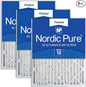 Nordic Pure 20x25x2 (Actual Size: 19 1/2 x 24 1/2 x 1 3/4) Pleated MERV 12 Air Filters 3 Pack