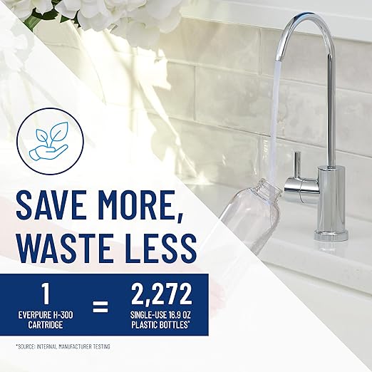 Pentair Everpure H-300-NXT Drinking Water System, 300 Gallon Capacity, Reduces Chlorine Taste & Odor, Lead, VOCs, Sediment, NSF Certified, Made in USA