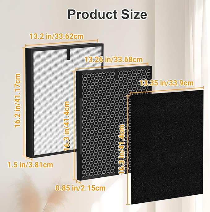 12-Pack 3000 Replacement Filters Compatible with AD3OOO, 3000M, 3000Pro Air Series Air-Purifiers 2 Pack Fliter, 2 Pack Activated Carbon,8 Pack Pre-Filters