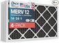 BNX TruFilter 14x24x1 MERV 12 Odor Defense (4-Pack) AC Furnace Air Filter with Activated Carbon - MADE IN USA - Pleated Air Conditioner HVAC AC Furnace Filters - Removes Odor, Mold, Bacteria, Smoke