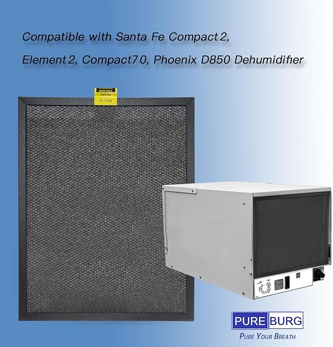PUREBURG Replacement Pre-Filter Compatible with Santa Fe Compact2, Element2, Compact70, Phoenix D850 Dehumidifier,4-Pack (9 x 11 x 0.25)