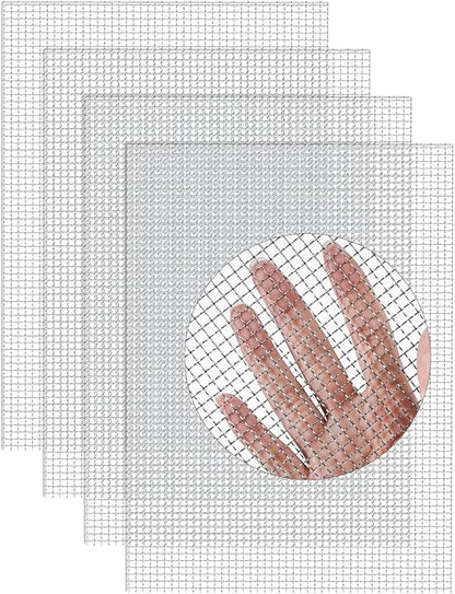 4Pack 5Mesh 10'' x 14'' Wire Mesh Screen, 304 Stainless Steel Anti-Rusted Mesh Screen, Sturdy Wire Diamaeter 0.7mm, Easy to Cut, Woven Sturdy Metal Mesh Sheets for Air Vent, DIY Project, Drainage