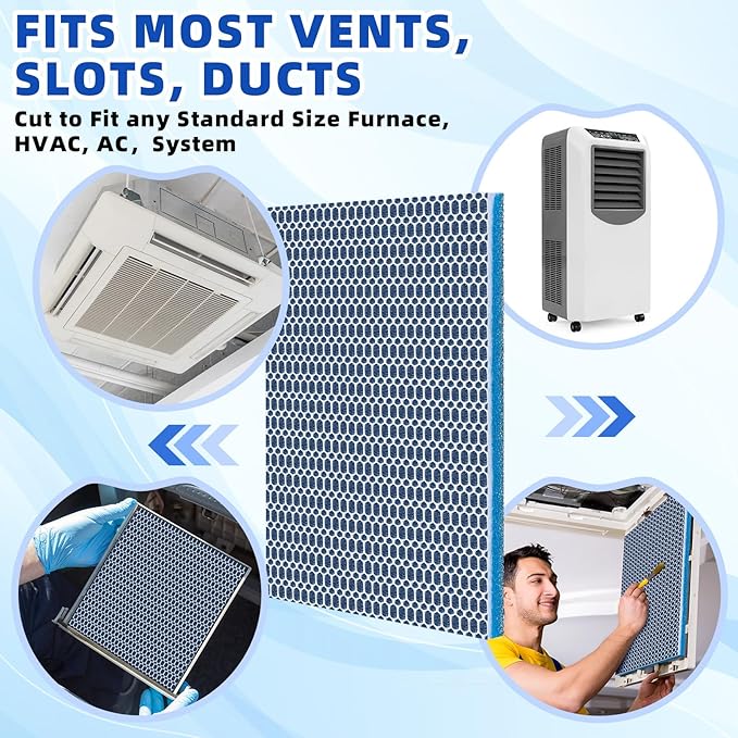 2 Pieces 8D Washable Air Filter Reusable Replacement Air Filter 30 x 20 Inch Cut to Fit Air Conditioner Filters for Air Conditioning HVAC Furnace Vents