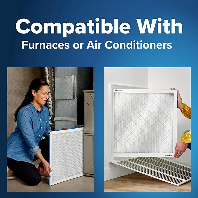 Filtrete 20x24x1 AC Furnace Air Filter, MERV 13, MPR 1900, Premium Allergen, Bacteria & Virus Filter, 3-Month Pleated 1-Inch Electrostatic Air Cleaning Filter, 2-Pack (Actual Size 19.81x23.81x0.78 in)