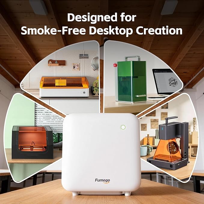 Laser Fume Extractor Compatible with F1/F2/Lumos/LP2/LP4 Laser Engravers ≤ 10W, 106 CFM & 55 dB Smoke Purifier for Laser Engraver, Laser Smoke Extractor HEPA Filtration Removes 99.97% of Fume