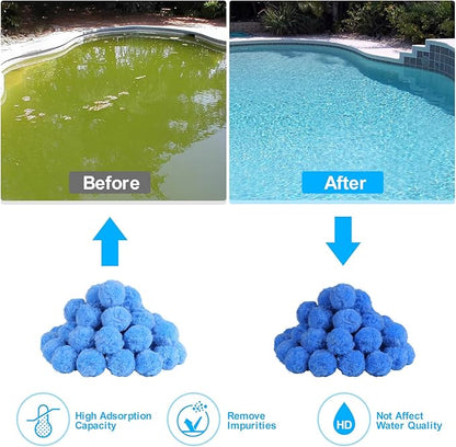 Askyli 2.9 lbs Pool Filter Balls for Sand Filter, Reusable Pool Sand Filter Balls, Efficient Pool Filter Sand, Suitable for All Sand Filter System (Equals 100lbs Pool Filter Sand) - Light Blue