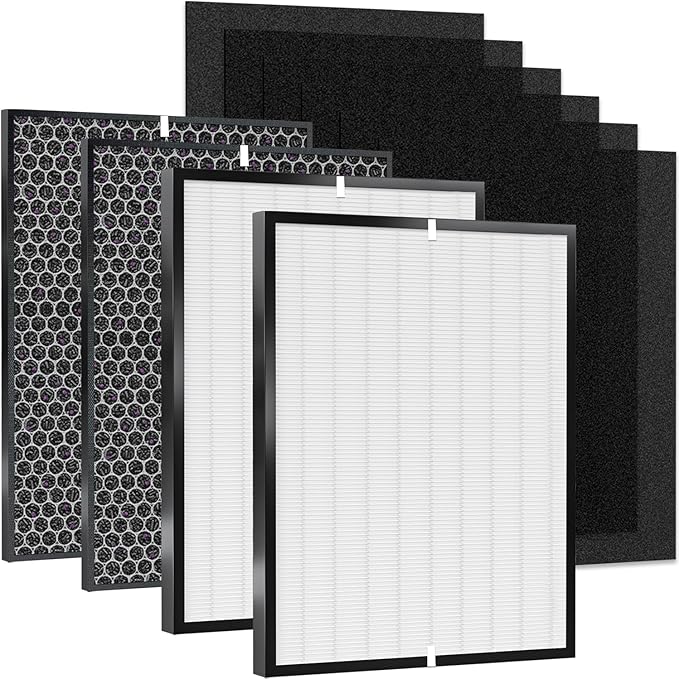 10-Pack 3000 Replacement Filters Compatible AD3000 Air Purifi-er, 3000,3000M, 3000Pro Air Purifi-er,2 air filter, 2 Activated Carbn and 6 Extra Carbn Pre-Filters