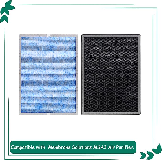 MSA3/MSA3S Filter Replacement, Compatible with Membrane Solutions MSA3 and MSA3S Smart Air Purifier, 【Upgraded】3-in-1 H13 True HEPA Filter, 4 Pack