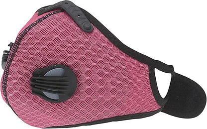ASA Techmed Reusable Dual Air Breathing Valve Face Mask Cover with Activated Carbon Filter (Pink Cycling)