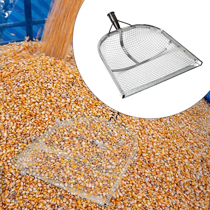 Leaking Soil Shovel Filter Stainless Steel Sieve 4mm/6mm/8mm/12mm Mesh Sifting Shovel for Sifting Corn Kernels Gardening Farm Chicken Coop and Goat Stall Multipurpose Dustpan (Sliver-8MM)